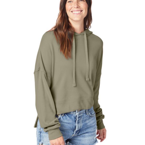 Ladies' Washed Terry Studio Hooded Sweatshirt Thumbnail