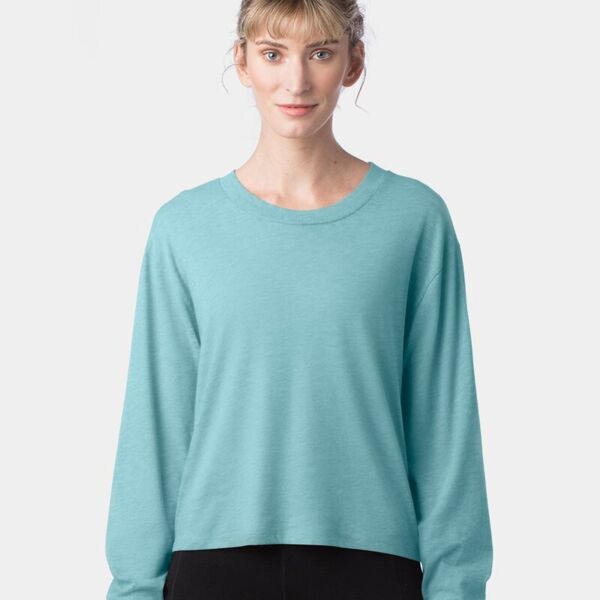 Women's Cotton Jersey CVC Long Sleeve Crop Tee Thumbnail