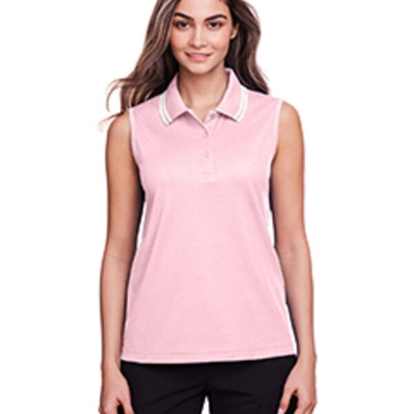 CrownLux Performance® Ladies' Plaited Tipped Sleeveless Polo Thumbnail